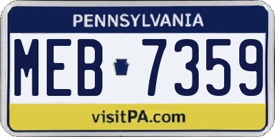 PA license plate MEB7359