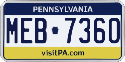 PA license plate MEB7360