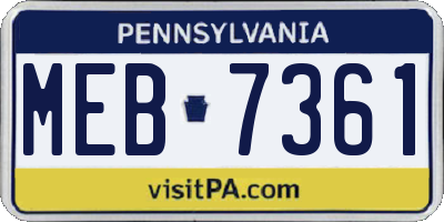 PA license plate MEB7361