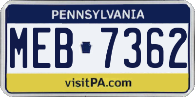 PA license plate MEB7362