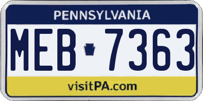 PA license plate MEB7363