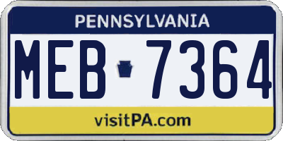 PA license plate MEB7364