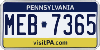 PA license plate MEB7365