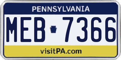 PA license plate MEB7366