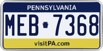 PA license plate MEB7368