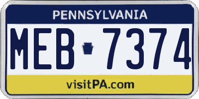 PA license plate MEB7374