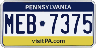 PA license plate MEB7375