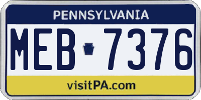PA license plate MEB7376