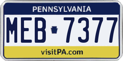 PA license plate MEB7377