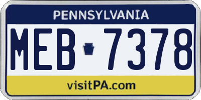 PA license plate MEB7378