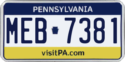 PA license plate MEB7381