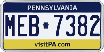 PA license plate MEB7382