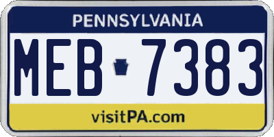 PA license plate MEB7383