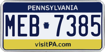 PA license plate MEB7385