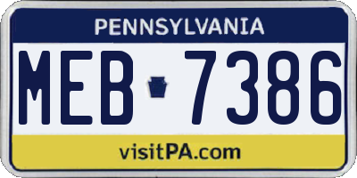 PA license plate MEB7386