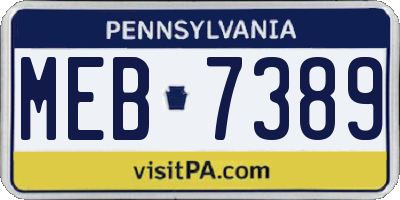 PA license plate MEB7389