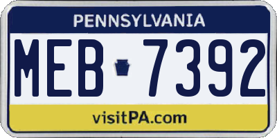 PA license plate MEB7392
