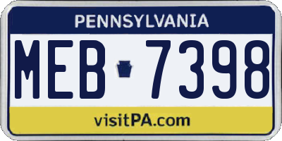 PA license plate MEB7398