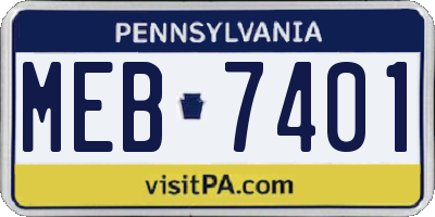 PA license plate MEB7401