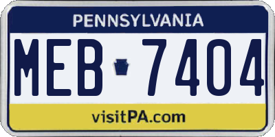 PA license plate MEB7404