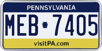 PA license plate MEB7405