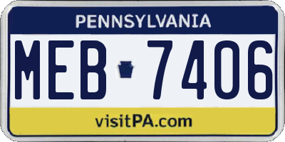 PA license plate MEB7406