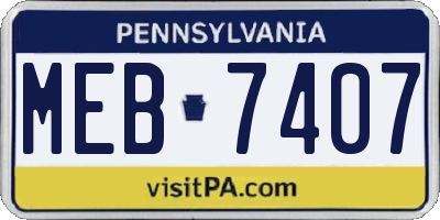 PA license plate MEB7407