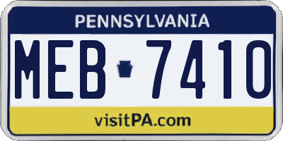 PA license plate MEB7410