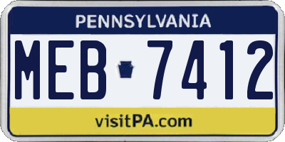PA license plate MEB7412