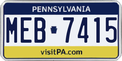 PA license plate MEB7415