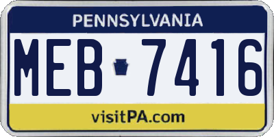 PA license plate MEB7416