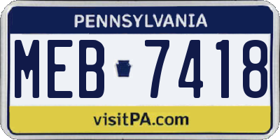 PA license plate MEB7418