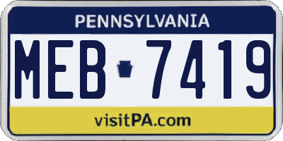 PA license plate MEB7419