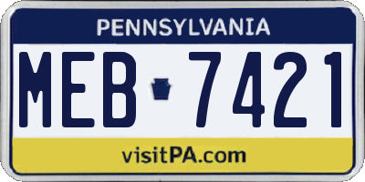 PA license plate MEB7421