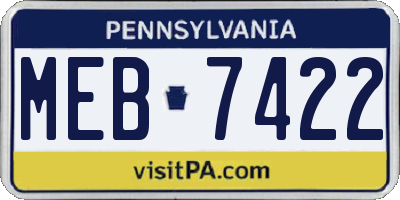 PA license plate MEB7422