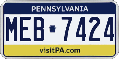 PA license plate MEB7424