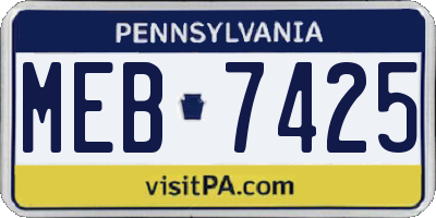 PA license plate MEB7425