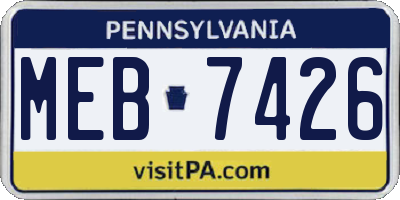 PA license plate MEB7426