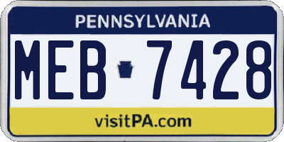 PA license plate MEB7428
