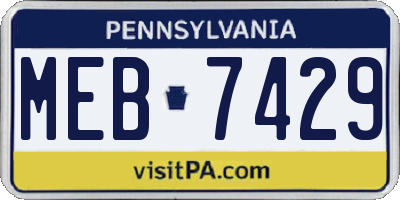 PA license plate MEB7429