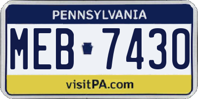 PA license plate MEB7430