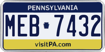 PA license plate MEB7432