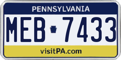 PA license plate MEB7433