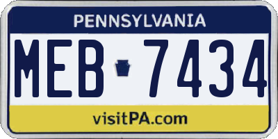 PA license plate MEB7434