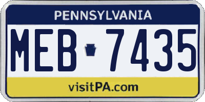 PA license plate MEB7435