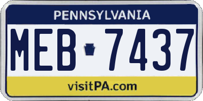 PA license plate MEB7437