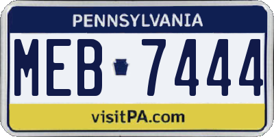 PA license plate MEB7444