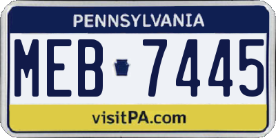 PA license plate MEB7445
