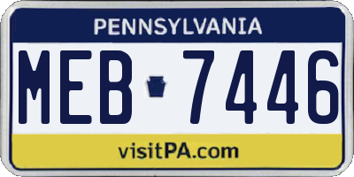 PA license plate MEB7446