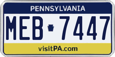PA license plate MEB7447